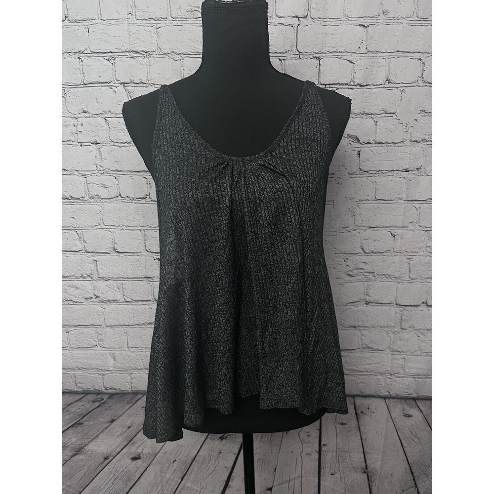 FREE PEOPLE Tank Top Small Ultimately‎ Ribbed Oversized Racerback Marled Gray